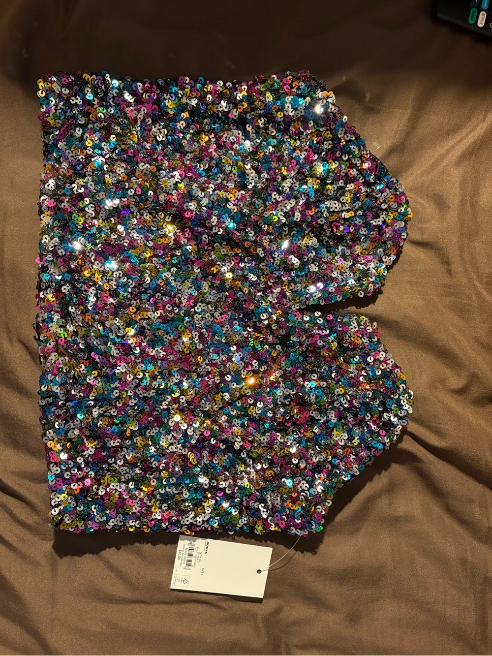 Sequin Multicolor Girls' Stretch Bustier Top - Sparkling Party Top